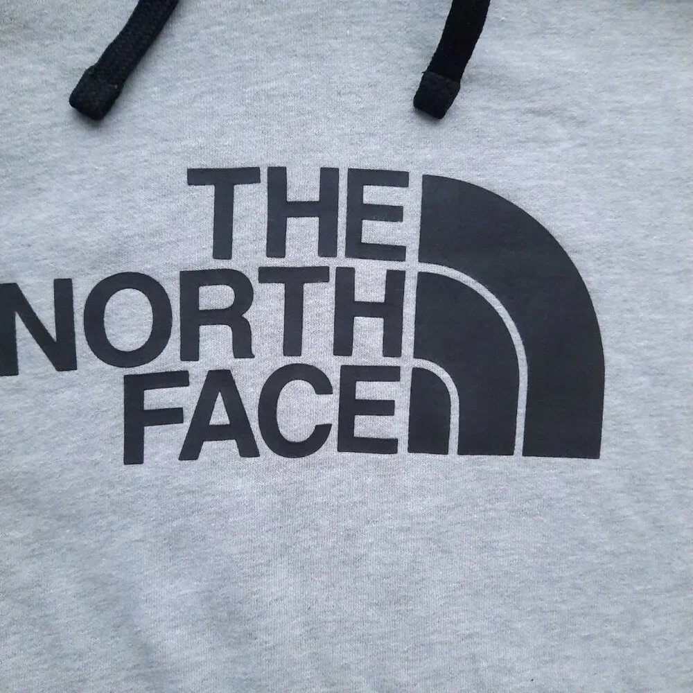 North Face Half Dome Gray Hoodie Sweatshirt Adult M Spell out Logo Pullover - Picture 4 of 6
